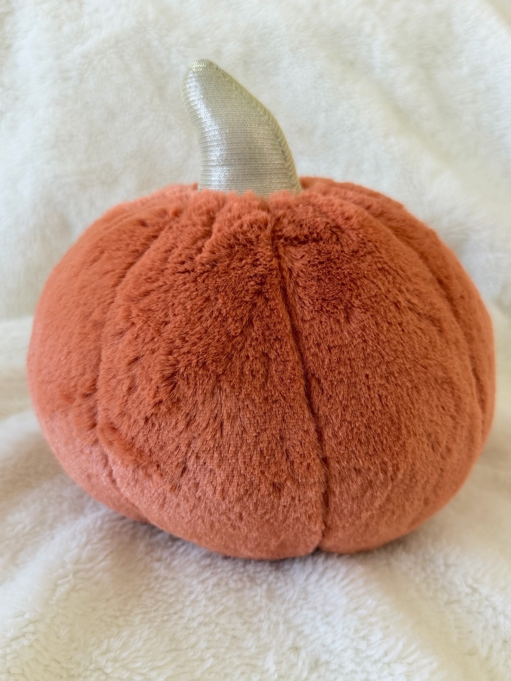 Mon Ami Plush Orange Pumpkin with Silver Stem
